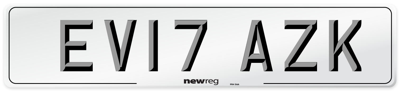 EV17 AZK Number Plate from New Reg